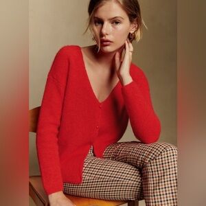 Sezane Red Barry Cardigan